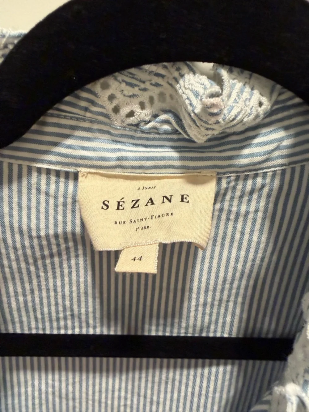 Sezane Chlo Shirt Rayures Ecru/bleu - Size 44 - Picture 2 of 2